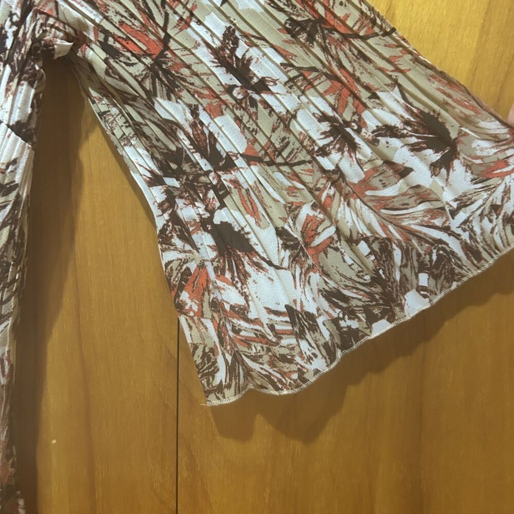 Catherines Autumn Multicolor Abstract Print Pleat Blouse-Crochet Trim-Sz 0X-Boho - Picture 5 of 11